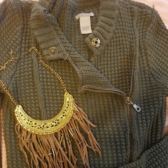 Ruff Hewn Womens Army Green Knit Zip-up Size (S) - Picture 2 of 4